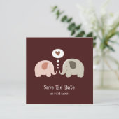 Faire-part de mariage éléphant mignon - Sauvegarde (Debout devant)