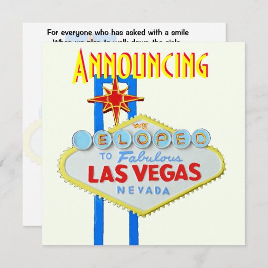 Faire-part de mariage Elope Las Vegas (Devant / Derrière)
