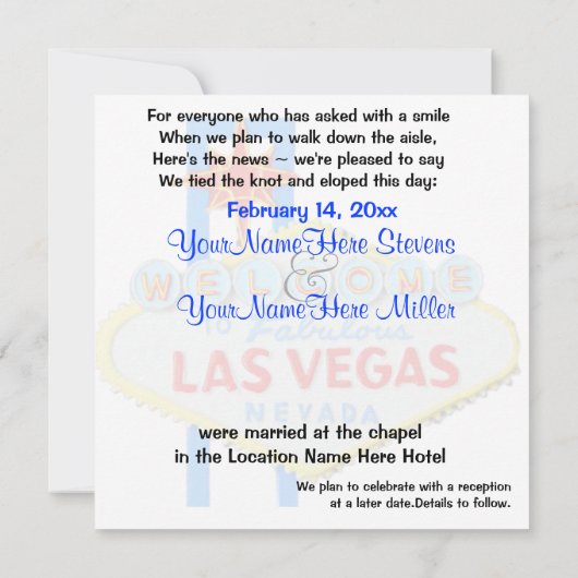 Faire-part de mariage Elope Las Vegas (Dos)