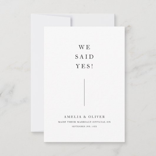 Faire-Part de Mariage Elopement Nous avons dit Oui (Devant)