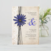 Faire-part de mariage Emerald Blue Daisy Vintage (Debout devant)