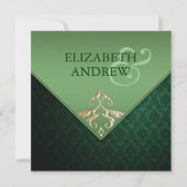 Faire-part de mariage Emerald Green et Gold Carré (Devant)