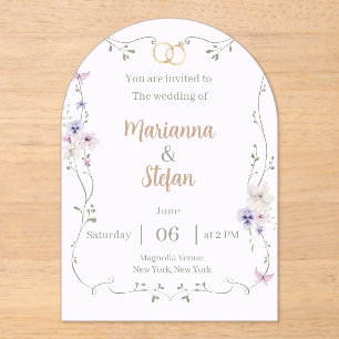 Faire-part de mariage en acrylic floral élégant mo