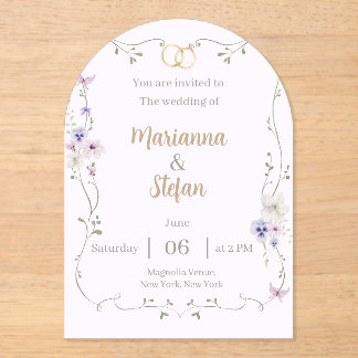 Faire-part de mariage en acrylic floral élégant mo