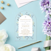 faire-part de mariage en acrylique à feuillage ble (Insitu (Mariage))