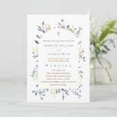 faire-part de mariage en acrylique à feuillage ble (Debout devant)