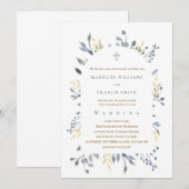faire-part de mariage en acrylique à feuillage ble (Devant / Derrière)