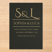 Faire-part de mariage en acrylique avec monogramme (Recto)