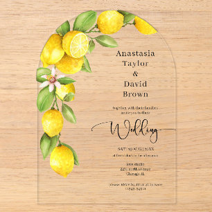 Faire-part de mariage en acrylique Citron Jaune