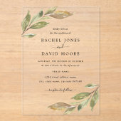 Faire-part de mariage en acrylique clair Leaf (Recto)