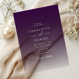 Faire-part de mariage en acrylique dégradé violet