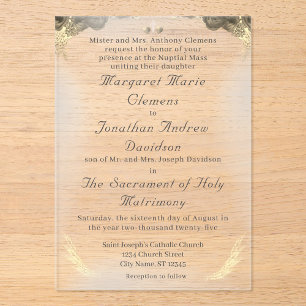 Faire-part de mariage en acrylique grâce catholiqu