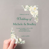 Faire-part de mariage en acrylique Roses Blanches (In situ (ordinateur de poche))