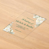 Faire-part de mariage en acrylique Roses Blanches (Poser)