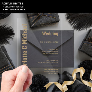 Faire-part de mariage en ACRYLIQUE TEXTE DORÉ Mode