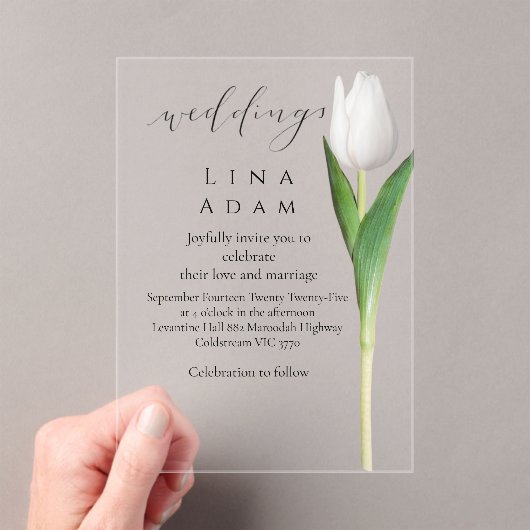 Faire-part de mariage en acrylique tulipe clair (In situ (ordinateur de poche))
