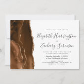 Faire-part de mariage en agate dorée marron Mocha (Devant)