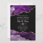 Faire-part de mariage en agate or et violet (Devant)