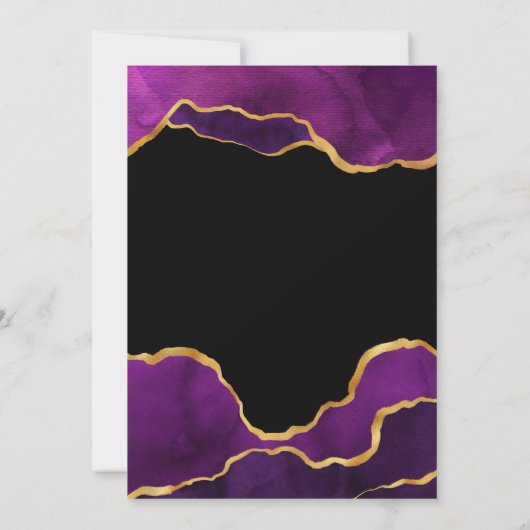 Faire-part de mariage en agate peinte en violet et (Dos)