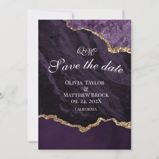 Faire-part de mariage en agate violette  (Devant)