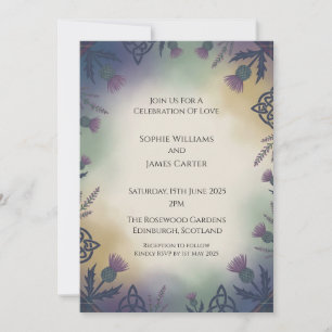 Faire-part de mariage en art folklorique tartan