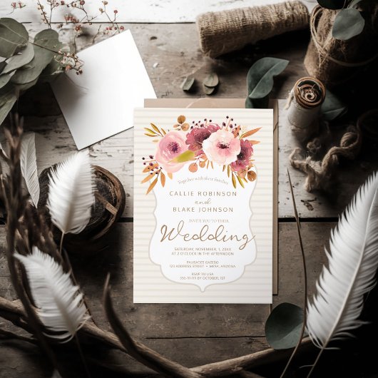 Faire-part de mariage en Boho Flush Flora moderne