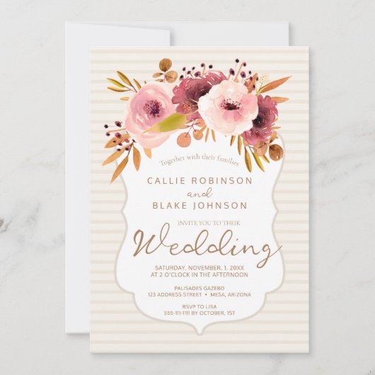 Faire-part de mariage en Boho Flush Flora moderne (Devant)