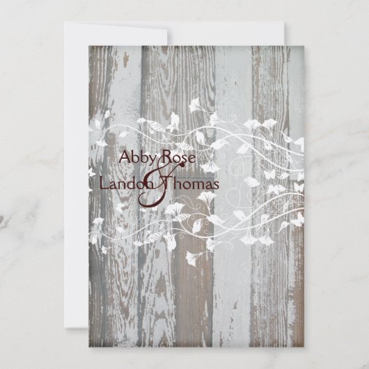 Faire-part de mariage en bois ancien pâle - Teinte (Dos)