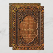 Faire-part de mariage en bois arabesque de luxe (Devant / Derrière)