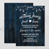 Faire-part de mariage en bois bleu marine (Devant / Derrière)
