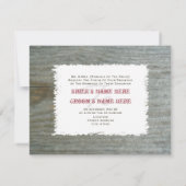 Faire-part de mariage en bois clair et violet (Dos)