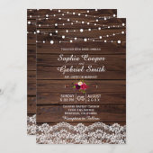 Faire-part de mariage en bois de dentelle (Devant / Derrière)