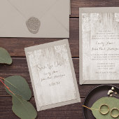 Faire-part de mariage en bois de grange à dentelle