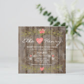 Faire-part de mariage en bois de grange rustique (Debout devant)