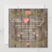 Faire-part de mariage en bois de grange rustique (Devant)