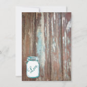 Faire-part de mariage en bois de l'Turquoise Mason (Dos)
