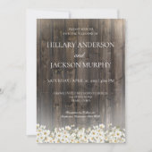 Faire-part de mariage en bois d'écorce et margueri (Devant)