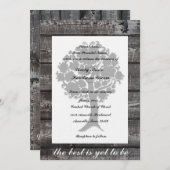 Faire-part de mariage en bois gris de poésie (Devant / Derrière)