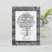 Faire-part de mariage en bois gris de poésie (Debout devant)