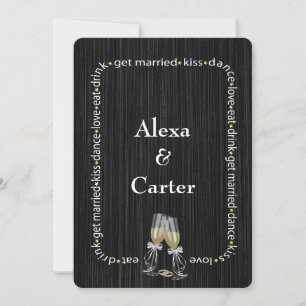 Faire-part de mariage en bois noir