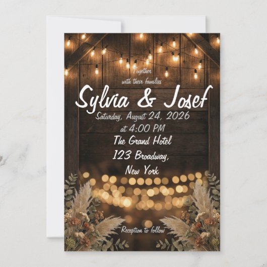 Faire-part de mariage en bois rustique (Devant)