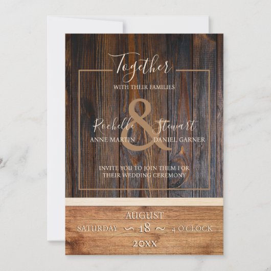 Faire-part de mariage en bois rustique (Devant)