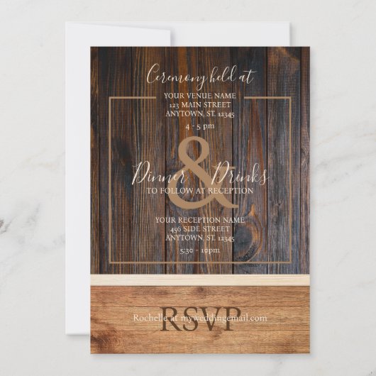 Faire-part de mariage en bois rustique (Dos)