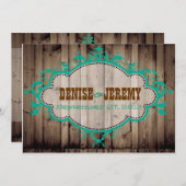 Faire-part de mariage en bois rustique (Devant / Derrière)