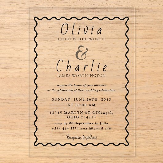 Faire-part de mariage en bois rustique (Recto)