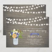 Faire-part de mariage en bois rustique 50e anniver (Devant / Derrière)