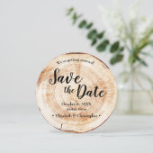 Faire-part de mariage en bois rustique avec code Q (Debout devant)