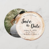 Faire-part de mariage en bois rustique avec photo (Devant / Derrière)