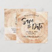 Faire-part de mariage en bois rustique avec site w (Devant / Derrière)