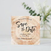 Faire-part de mariage en bois rustique avec site w (Debout devant)